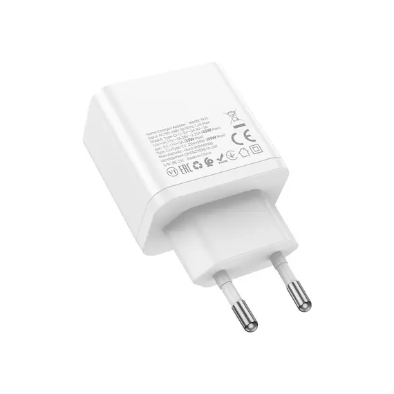 Adapter Hoco N35 Streamer dual-port PD45W (2C) charger white, 2 imageAdapter Hoco N35 Streamer dual-port PD45W (2C) charger white, 2 imageAdapter Hoco N35 Streamer dual-port PD45W (2C) charger white, 2 image