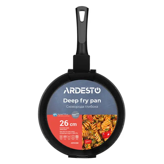 Pan Ardesto Deep Fry pan with removable handle Gemini Bari, 26cm, aluminum, black, 7 imagePan Ardesto Deep Fry pan with removable handle Gemini Bari, 26cm, aluminum, black, 7 imagePan Ardesto Deep Fry pan with removable handle Gemini Bari, 26cm, aluminum, black, 7 image