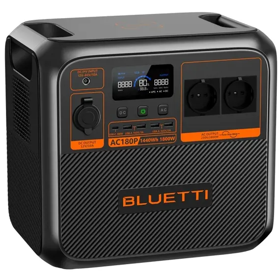 ელექტრო სადგური Bluetti AC180P, 1440Wh, USB-C, USB-A, Power Station, Black, 3 imageელექტრო სადგური Bluetti AC180P, 1440Wh, USB-C, USB-A, Power Station, Black, 3 imageელექტრო სადგური Bluetti AC180P, 1440Wh, USB-C, USB-A, Power Station, Black, 3 image