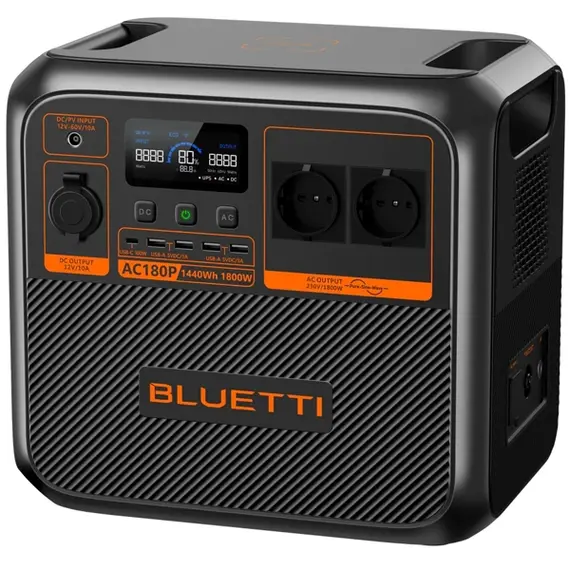 ელექტრო სადგური Bluetti AC180P, 1440Wh, USB-C, USB-A, Power Station, Black, 4 imageელექტრო სადგური Bluetti AC180P, 1440Wh, USB-C, USB-A, Power Station, Black, 4 imageელექტრო სადგური Bluetti AC180P, 1440Wh, USB-C, USB-A, Power Station, Black, 4 image