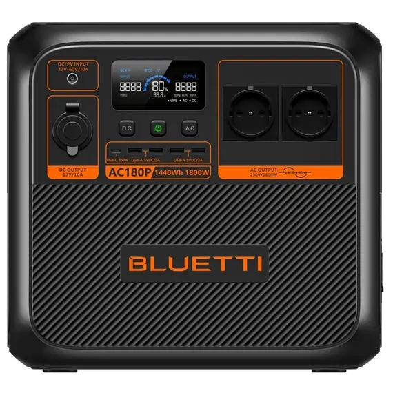 ელექტრო სადგური Bluetti AC180P, 1440Wh, USB-C, USB-A, Power Station, Blackელექტრო სადგური Bluetti AC180P, 1440Wh, USB-C, USB-A, Power Station, Blackელექტრო სადგური Bluetti AC180P, 1440Wh, USB-C, USB-A, Power Station, Black