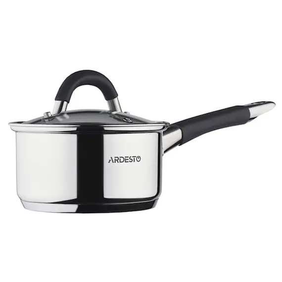 Saucepan Ardesto Gemini, glass lid, 0.8 l, gray handles with siliconeSaucepan Ardesto Gemini, glass lid, 0.8 l, gray handles with siliconeSaucepan Ardesto Gemini, glass lid, 0.8 l, gray handles with silicone