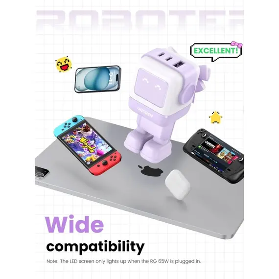 მობილურის დამტენი UGREEN CD361 (35291) Nexode Uno RobotGaN, 65W, USB, USB Type-C, Purple, 3 imageმობილურის დამტენი UGREEN CD361 (35291) Nexode Uno RobotGaN, 65W, USB, USB Type-C, Purple, 3 imageმობილურის დამტენი UGREEN CD361 (35291) Nexode Uno RobotGaN, 65W, USB, USB Type-C, Purple, 3 image