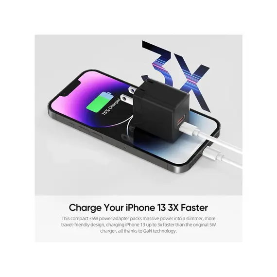 დამტენი Arzopa C35 GaN Power Adapter USB/USB-C 35W, 4 imageდამტენი Arzopa C35 GaN Power Adapter USB/USB-C 35W, 4 imageდამტენი Arzopa C35 GaN Power Adapter USB/USB-C 35W, 4 image