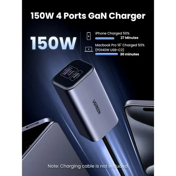 მანქანის დამტენი UGREEN EC706 (35571), 150W, Type-C, USB, Car Charger, Grey, 4 imageმანქანის დამტენი UGREEN EC706 (35571), 150W, Type-C, USB, Car Charger, Grey, 4 imageმანქანის დამტენი UGREEN EC706 (35571), 150W, Type-C, USB, Car Charger, Grey, 4 image