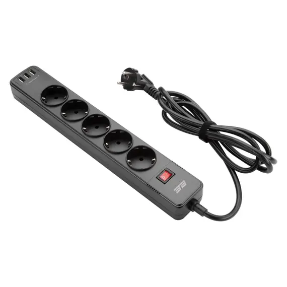 Power Strip 2E 2E-SP515M2USBBK, 5 Socket, 3xUSB-A, 2m, Power Strip With Surge Protector, BlackPower Strip 2E 2E-SP515M2USBBK, 5 Socket, 3xUSB-A, 2m, Power Strip With Surge Protector, BlackPower Strip 2E 2E-SP515M2USBBK, 5 Socket, 3xUSB-A, 2m, Power Strip With Surge Protector, Black