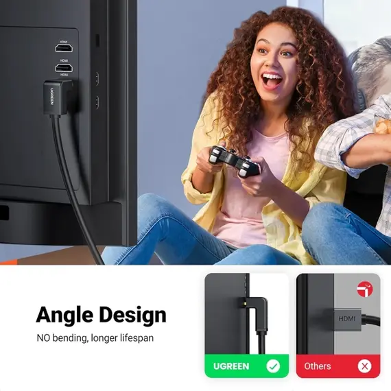 HDMI კაბელი UGREEN HD103 (10173), 4K HDMI Cable Male to Male, 90 Degree, 2m, Black, 4 imageHDMI კაბელი UGREEN HD103 (10173), 4K HDMI Cable Male to Male, 90 Degree, 2m, Black, 4 imageHDMI კაბელი UGREEN HD103 (10173), 4K HDMI Cable Male to Male, 90 Degree, 2m, Black, 4 image