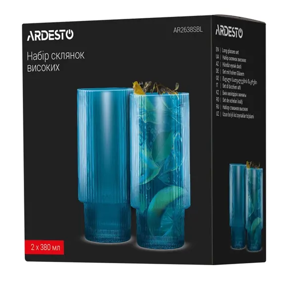 Ardesto AR2638SBL, 380ml, 2pcs, Long Glasses Set, Blue, 4 imageArdesto AR2638SBL, 380ml, 2pcs, Long Glasses Set, Blue, 4 imageArdesto AR2638SBL, 380ml, 2pcs, Long Glasses Set, Blue, 4 image