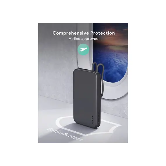 Portable charger Aukey PB-Y53 15W 10000mAh Spark Sling Lite Slim Power Bank with Built-in USB-C Cable - White, 6 imagePortable charger Aukey PB-Y53 15W 10000mAh Spark Sling Lite Slim Power Bank with Built-in USB-C Cable - White, 6 imagePortable charger Aukey PB-Y53 15W 10000mAh Spark Sling Lite Slim Power Bank with Built-in USB-C Cable - White, 6 image