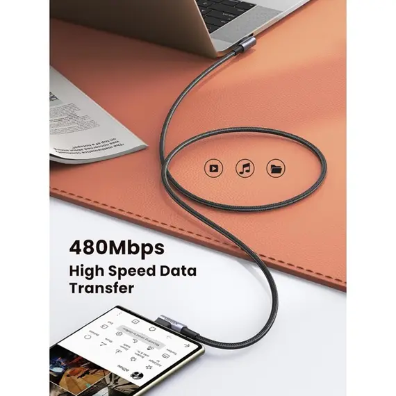 USB Cable UGREEN US323 (70529), 60W, Right Angle type-C to type-C Angled, 1m, Black/Grey, 5 imageUSB Cable UGREEN US323 (70529), 60W, Right Angle type-C to type-C Angled, 1m, Black/Grey, 5 imageUSB Cable UGREEN US323 (70529), 60W, Right Angle type-C to type-C Angled, 1m, Black/Grey, 5 image