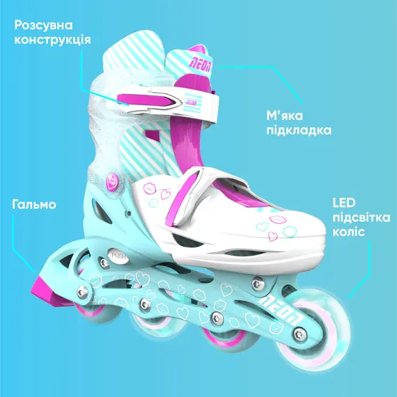 Roller skates NEON INLINE SKATES (SIZE 3-6) - NT08 (Teal Pink), 2 imageRoller skates NEON INLINE SKATES (SIZE 3-6) - NT08 (Teal Pink), 2 imageRoller skates NEON INLINE SKATES (SIZE 3-6) - NT08 (Teal Pink), 2 image