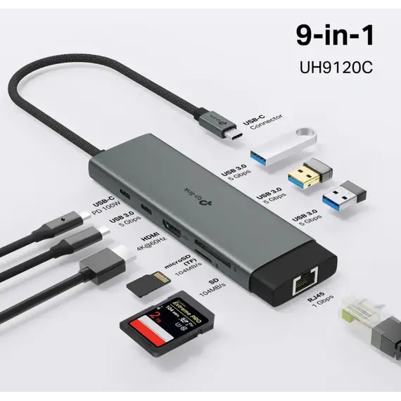 დოქ სადგური Tp-link USB Type-C 9 - Port Hub, 8 imageდოქ სადგური Tp-link USB Type-C 9 - Port Hub, 8 imageდოქ სადგური Tp-link USB Type-C 9 - Port Hub, 8 image