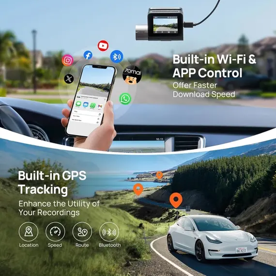 Car Video Recorder 70mai Dash Cam A510-1, Built in GPS, 140°/130°, Car Video Recorder, Black, 6 imageCar Video Recorder 70mai Dash Cam A510-1, Built in GPS, 140°/130°, Car Video Recorder, Black, 6 imageCar Video Recorder 70mai Dash Cam A510-1, Built in GPS, 140°/130°, Car Video Recorder, Black, 6 image
