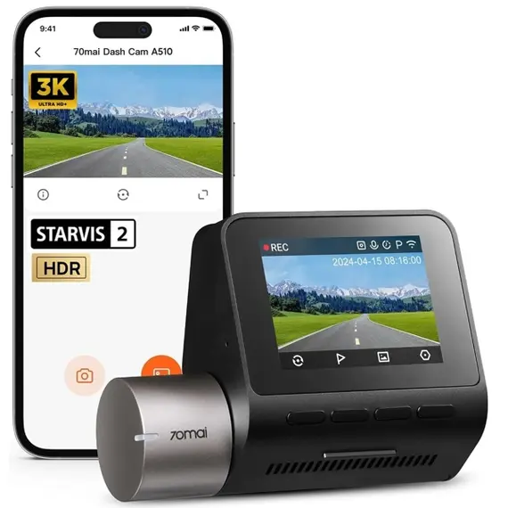 Car Video Recorder 70mai Dash Cam A510-1, Built in GPS, 140°/130°, Car Video Recorder, Black, 2 imageCar Video Recorder 70mai Dash Cam A510-1, Built in GPS, 140°/130°, Car Video Recorder, Black, 2 imageCar Video Recorder 70mai Dash Cam A510-1, Built in GPS, 140°/130°, Car Video Recorder, Black, 2 image