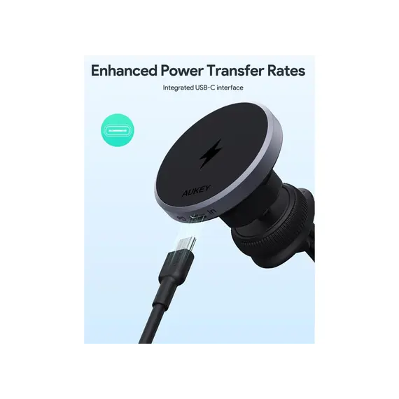 Aukey 15W HD-MC13 Qi2 Wireless Charging Phone Mount - Black, 5 imageAukey 15W HD-MC13 Qi2 Wireless Charging Phone Mount - Black, 5 imageAukey 15W HD-MC13 Qi2 Wireless Charging Phone Mount - Black, 5 image