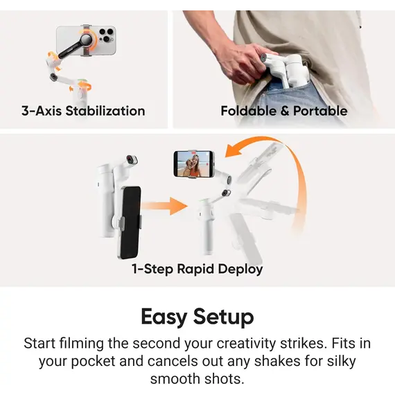 სტაბილიზატორი Insta360 Flow 2 Pro Creator Bundle / Summit White, 2 imageსტაბილიზატორი Insta360 Flow 2 Pro Creator Bundle / Summit White, 2 imageსტაბილიზატორი Insta360 Flow 2 Pro Creator Bundle / Summit White, 2 image