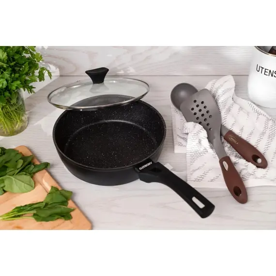 ტაფა Ardesto Deep Fry pan with lid Gemini Livorno, 24cm, aluminium, black, 4 imageტაფა Ardesto Deep Fry pan with lid Gemini Livorno, 24cm, aluminium, black, 4 imageტაფა Ardesto Deep Fry pan with lid Gemini Livorno, 24cm, aluminium, black, 4 image