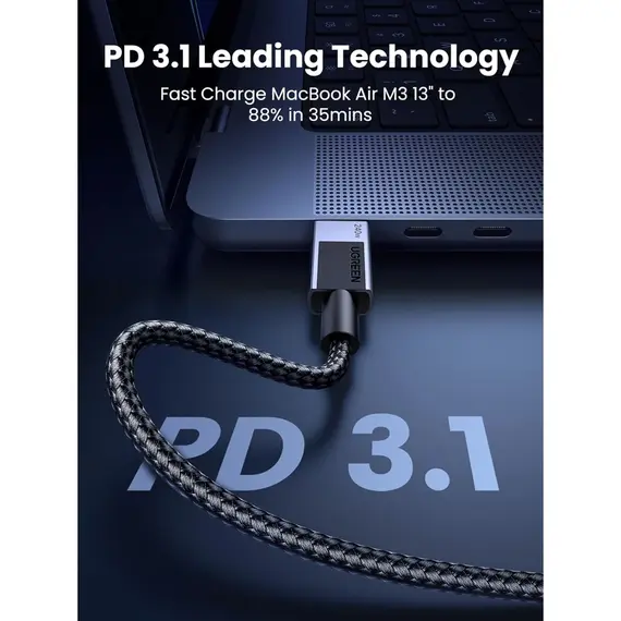 USB კაბელი UGREEN L513 (45067), 240W, Type-C to Type-C PD Fast Charging Cable, 1m, Space Gray, 5 imageUSB კაბელი UGREEN L513 (45067), 240W, Type-C to Type-C PD Fast Charging Cable, 1m, Space Gray, 5 imageUSB კაბელი UGREEN L513 (45067), 240W, Type-C to Type-C PD Fast Charging Cable, 1m, Space Gray, 5 image