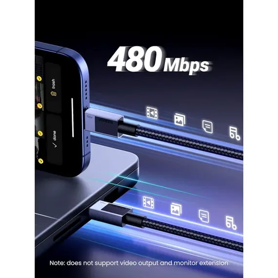 USB Cable UGREEN L512 (45064), 100W, Type-C to Type-C PD Fast Charging Cable, 2m, Space Gray, 2 imageUSB Cable UGREEN L512 (45064), 100W, Type-C to Type-C PD Fast Charging Cable, 2m, Space Gray, 2 imageUSB Cable UGREEN L512 (45064), 100W, Type-C to Type-C PD Fast Charging Cable, 2m, Space Gray, 2 image