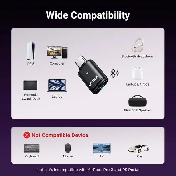 Bluetooth ადაპტერი UGREEN BT501 (45008), Bluetooth Transmitter Audio Adapter fOR PS5, Black, 5 imageBluetooth ადაპტერი UGREEN BT501 (45008), Bluetooth Transmitter Audio Adapter fOR PS5, Black, 5 imageBluetooth ადაპტერი UGREEN BT501 (45008), Bluetooth Transmitter Audio Adapter fOR PS5, Black, 5 image