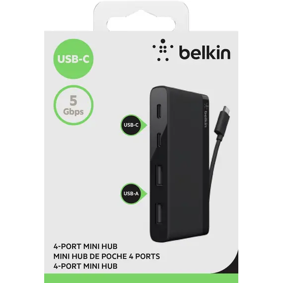 USB Hub Belkin USB-C 4-PORT MINI HUB, 3.0, BLK, 4 imageUSB Hub Belkin USB-C 4-PORT MINI HUB, 3.0, BLK, 4 imageUSB Hub Belkin USB-C 4-PORT MINI HUB, 3.0, BLK, 4 image