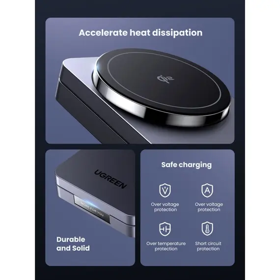 UGREEN W706 (45023) MagFlow Qi2, 15W, 2-in-1 Magnetic Wireless Charger, Grey, 4 imageUGREEN W706 (45023) MagFlow Qi2, 15W, 2-in-1 Magnetic Wireless Charger, Grey, 4 imageUGREEN W706 (45023) MagFlow Qi2, 15W, 2-in-1 Magnetic Wireless Charger, Grey, 4 image