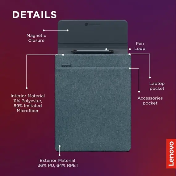 ნოუთბუქის ჩანთა Lenovo GX41K68626 Yoga, 14.5", Laptop Sleeve, Blue, 4 imageნოუთბუქის ჩანთა Lenovo GX41K68626 Yoga, 14.5", Laptop Sleeve, Blue, 4 imageნოუთბუქის ჩანთა Lenovo GX41K68626 Yoga, 14.5", Laptop Sleeve, Blue, 4 image