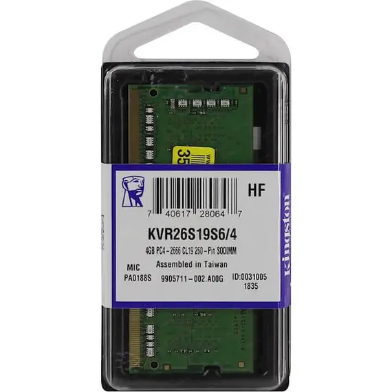 ოპერატიული მეხსიერება KINGSTON 4GB DDR4-2666 (KVR26S19S6/4), 4 imageოპერატიული მეხსიერება KINGSTON 4GB DDR4-2666 (KVR26S19S6/4), 4 imageოპერატიული მეხსიერება KINGSTON 4GB DDR4-2666 (KVR26S19S6/4), 4 image