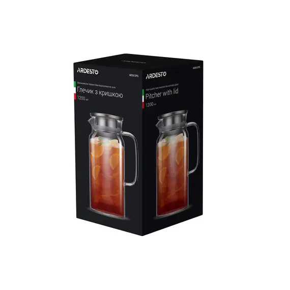 მინის დოქი თავსახურით ARDESTO Pitcher with lid, 1200 ml, borosilicate glass, s/s, 2 imageმინის დოქი თავსახურით ARDESTO Pitcher with lid, 1200 ml, borosilicate glass, s/s, 2 imageმინის დოქი თავსახურით ARDESTO Pitcher with lid, 1200 ml, borosilicate glass, s/s, 2 image