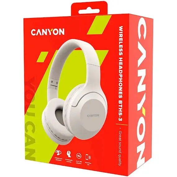 Headphone Canyon BTHS-3 Wireless headphones Beige, 4 imageHeadphone Canyon BTHS-3 Wireless headphones Beige, 4 imageHeadphone Canyon BTHS-3 Wireless headphones Beige, 4 image