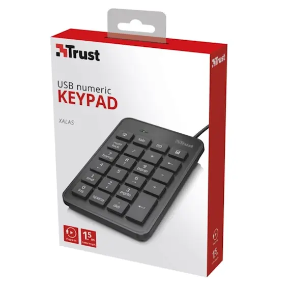 კლავიატურა TRUST PLUS XALAS USB NUMERIC KEYPAD 1.5m cable - black, 2 imageკლავიატურა TRUST PLUS XALAS USB NUMERIC KEYPAD 1.5m cable - black, 2 imageკლავიატურა TRUST PLUS XALAS USB NUMERIC KEYPAD 1.5m cable - black, 2 image