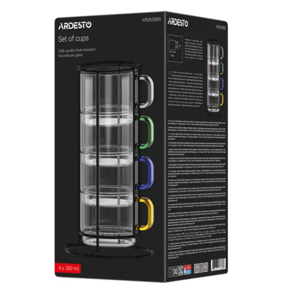ჭიქების ნაკრები Ardesto Set of cups 350ml, 4pcs, borosilicate glass, transparent, 5 imageჭიქების ნაკრები Ardesto Set of cups 350ml, 4pcs, borosilicate glass, transparent, 5 imageჭიქების ნაკრები Ardesto Set of cups 350ml, 4pcs, borosilicate glass, transparent, 5 image