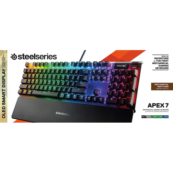 კლავიატურა SteelSeries Keyboard Apex 7 RGB 106key Brown Switch USB EN Black, 3 imageკლავიატურა SteelSeries Keyboard Apex 7 RGB 106key Brown Switch USB EN Black, 3 imageკლავიატურა SteelSeries Keyboard Apex 7 RGB 106key Brown Switch USB EN Black, 3 image