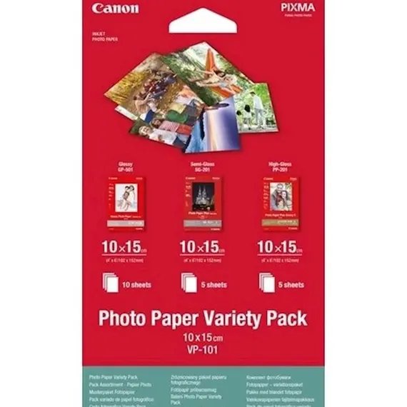 Photo Paper Canon VP-101 Photo Paper Variety Pack 4x6 - 20 SheetsPhoto Paper Canon VP-101 Photo Paper Variety Pack 4x6 - 20 SheetsPhoto Paper Canon VP-101 Photo Paper Variety Pack 4x6 - 20 Sheets