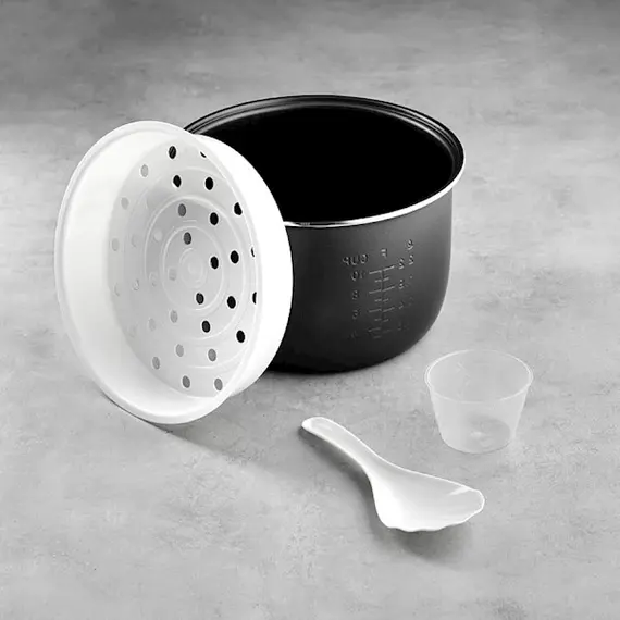 Multicooker (black) Power, W: 900, Number of programs: 30, Heating function: Yes, Program "Baking": Yes, Bowl volume, l: 5, Accessories included: Stirring spoon, measuring cup, steamer, 5 imageMulticooker (black) Power, W: 900, Number of programs: 30, Heating function: Yes, Program "Baking": Yes, Bowl volume, l: 5, Accessories included: Stirring spoon, measuring cup, steamer, 5 imageMulticooker (black) Power, W: 900, Number of programs: 30, Heating function: Yes, Program "Baking": Yes, Bowl volume, l: 5, Accessories included: Stirring spoon, measuring cup, steamer, 5 image