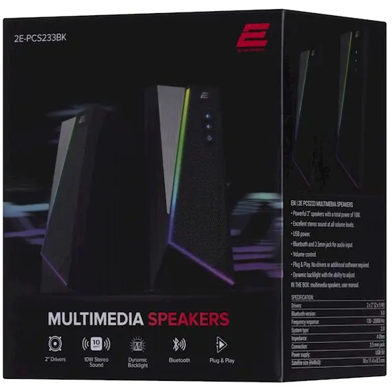 დინამიკი 2E Multimedia speaker  PCS233 RGB, 2.0, USB, Black, 4 imageდინამიკი 2E Multimedia speaker  PCS233 RGB, 2.0, USB, Black, 4 imageდინამიკი 2E Multimedia speaker  PCS233 RGB, 2.0, USB, Black, 4 image