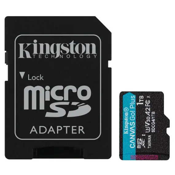 ფლეშ მეხსიერების ბარათი Kingston Canvas Go Plus 1TB microSD Card | Up to 200MB/s | Class 10, UHS-I, U3, V30, A2 | SDCG4/1TBფლეშ მეხსიერების ბარათი Kingston Canvas Go Plus 1TB microSD Card | Up to 200MB/s | Class 10, UHS-I, U3, V30, A2 | SDCG4/1TBფლეშ მეხსიერების ბარათი Kingston Canvas Go Plus 1TB microSD Card | Up to 200MB/s | Class 10, UHS-I, U3, V30, A2 | SDCG4/1TB