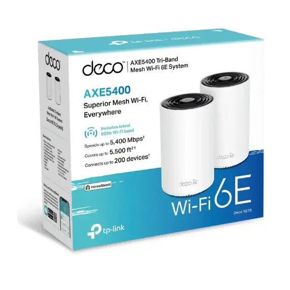 Wi-Fi როუტერი TP-link Deco XE75 (2-pack) AXE5400 Whole Home Mesh Wi-Fi 6E System, 3 imageWi-Fi როუტერი TP-link Deco XE75 (2-pack) AXE5400 Whole Home Mesh Wi-Fi 6E System, 3 imageWi-Fi როუტერი TP-link Deco XE75 (2-pack) AXE5400 Whole Home Mesh Wi-Fi 6E System, 3 image