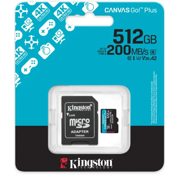 ფლეშ მეხსიერების ბარათი Kingston Canvas Go Plus 512GB microSD Card | Up to 200MB/s | Class 10, UHS-I, U3, V30, A2 | SDCG4/512GB, 2 imageფლეშ მეხსიერების ბარათი Kingston Canvas Go Plus 512GB microSD Card | Up to 200MB/s | Class 10, UHS-I, U3, V30, A2 | SDCG4/512GB, 2 imageფლეშ მეხსიერების ბარათი Kingston Canvas Go Plus 512GB microSD Card | Up to 200MB/s | Class 10, UHS-I, U3, V30, A2 | SDCG4/512GB, 2 image