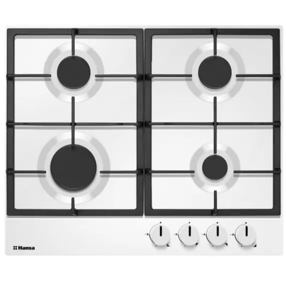 Hansa Hob gas stove on steel, 59cm, cast-iron, whiteHansa Hob gas stove on steel, 59cm, cast-iron, whiteHansa Hob gas stove on steel, 59cm, cast-iron, white