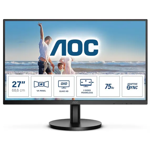 Monitor AOC Q27B3MA, 27", Monitor, QHD, VA, HDMI, DP, 3.5mm, BlackMonitor AOC Q27B3MA, 27", Monitor, QHD, VA, HDMI, DP, 3.5mm, BlackMonitor AOC Q27B3MA, 27", Monitor, QHD, VA, HDMI, DP, 3.5mm, Black