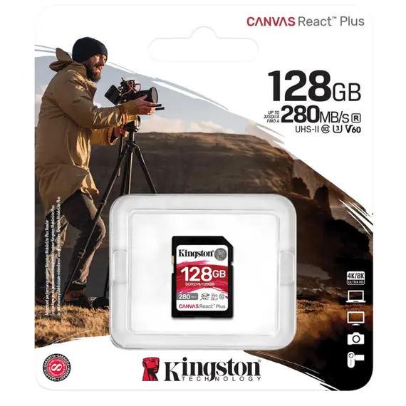 მეხსიერების ბარათი Kingston 128GB Canvas React Plus SDXC UHS-II 280R/100W U3 V60 for Full HD/4K, 3 imageმეხსიერების ბარათი Kingston 128GB Canvas React Plus SDXC UHS-II 280R/100W U3 V60 for Full HD/4K, 3 imageმეხსიერების ბარათი Kingston 128GB Canvas React Plus SDXC UHS-II 280R/100W U3 V60 for Full HD/4K, 3 image
