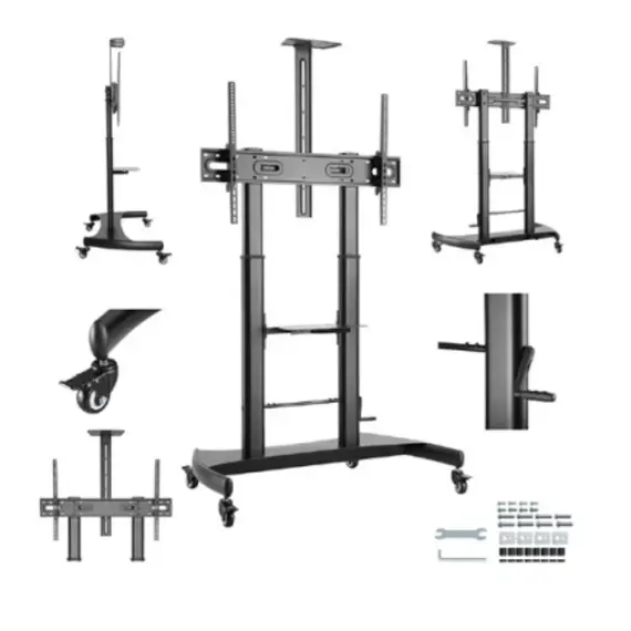 ტელევიზორის სადგამი Gembird TVS-100T-02 Height adjustable TV floor stand with caster wheels 60&quot; - 100&quot, 4 imageტელევიზორის სადგამი Gembird TVS-100T-02 Height adjustable TV floor stand with caster wheels 60&quot; - 100&quot, 4 imageტელევიზორის სადგამი Gembird TVS-100T-02 Height adjustable TV floor stand with caster wheels 60&quot; - 100&quot, 4 image