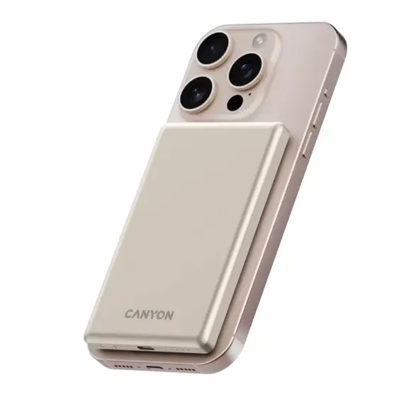 Portable charger CANYON power bank OnPower 505 slim Magnetic 5000 Beige (CNS-CPB505BE), 2 imagePortable charger CANYON power bank OnPower 505 slim Magnetic 5000 Beige (CNS-CPB505BE), 2 imagePortable charger CANYON power bank OnPower 505 slim Magnetic 5000 Beige (CNS-CPB505BE), 2 image