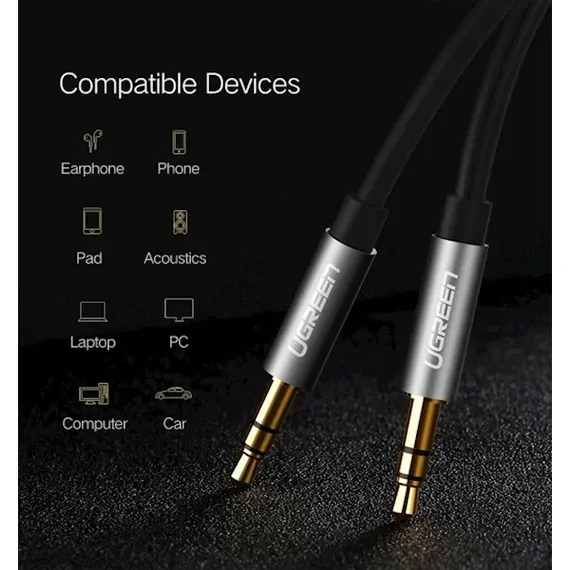 Audio cable UGREEN AV119 (10733), 3.5mm Male to 3.5mm Male Cable, 1m, Black, 5 imageAudio cable UGREEN AV119 (10733), 3.5mm Male to 3.5mm Male Cable, 1m, Black, 5 imageAudio cable UGREEN AV119 (10733), 3.5mm Male to 3.5mm Male Cable, 1m, Black, 5 image