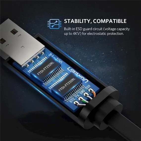 USB LAN კაბელი UGREEN CM204 (50773) USB to RJ45 Console RS232 Cable Serial Adapter for Router 1.5m USB RJ 45 8P8C Console Converter USB Cable, 5 imageUSB LAN კაბელი UGREEN CM204 (50773) USB to RJ45 Console RS232 Cable Serial Adapter for Router 1.5m USB RJ 45 8P8C Console Converter USB Cable, 5 imageUSB LAN კაბელი UGREEN CM204 (50773) USB to RJ45 Console RS232 Cable Serial Adapter for Router 1.5m USB RJ 45 8P8C Console Converter USB Cable, 5 image
