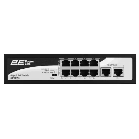 სვიჩი 2E PowerLink Switch SP802G 10xGE (8xPoE, 2xUplink), 120W, Unmanagedსვიჩი 2E PowerLink Switch SP802G 10xGE (8xPoE, 2xUplink), 120W, Unmanagedსვიჩი 2E PowerLink Switch SP802G 10xGE (8xPoE, 2xUplink), 120W, Unmanaged