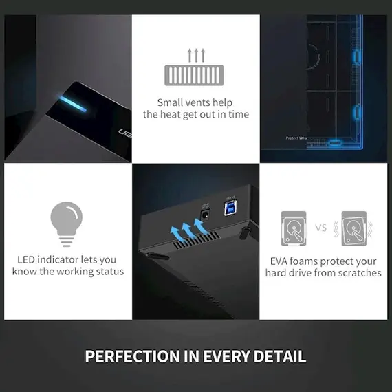 Hard Disk Case UGREEN US222 (50422) USB 3.5 Inch HDD Enclosure SSD SATA USB 3.0 power Adapter, 8 imageHard Disk Case UGREEN US222 (50422) USB 3.5 Inch HDD Enclosure SSD SATA USB 3.0 power Adapter, 8 imageHard Disk Case UGREEN US222 (50422) USB 3.5 Inch HDD Enclosure SSD SATA USB 3.0 power Adapter, 8 image