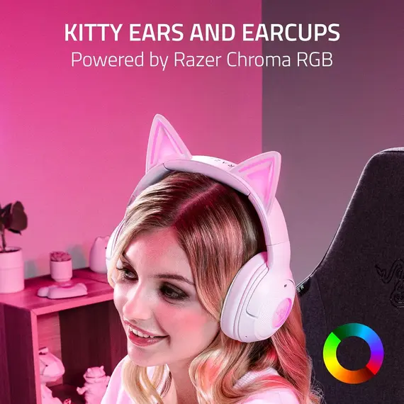 Razer Headset Kraken Kitty V2, BT, white, 3 imageRazer Headset Kraken Kitty V2, BT, white, 3 imageRazer Headset Kraken Kitty V2, BT, white, 3 image