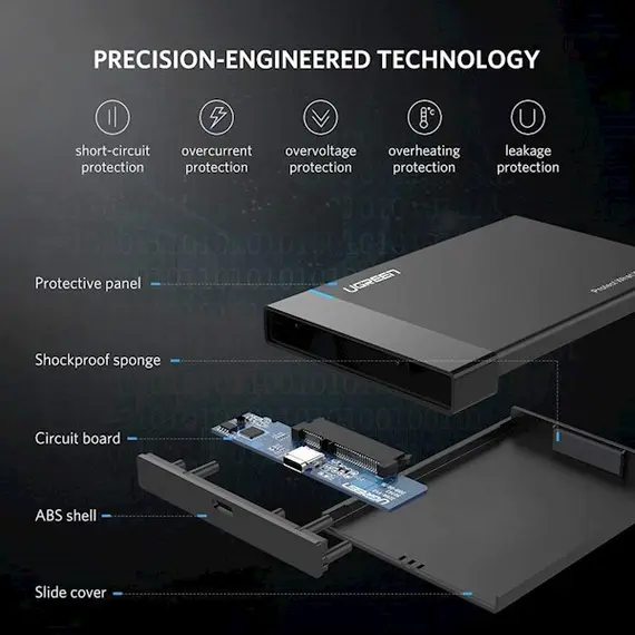 Hard Disk Case UGREEN US221 (50743) 2.5 inch Hard Dish box Type C Port, 5 imageHard Disk Case UGREEN US221 (50743) 2.5 inch Hard Dish box Type C Port, 5 imageHard Disk Case UGREEN US221 (50743) 2.5 inch Hard Dish box Type C Port, 5 image